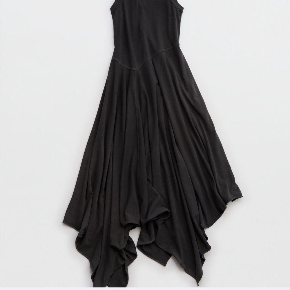 Aerie Tank Asymmetrical midi dress in smoked gray